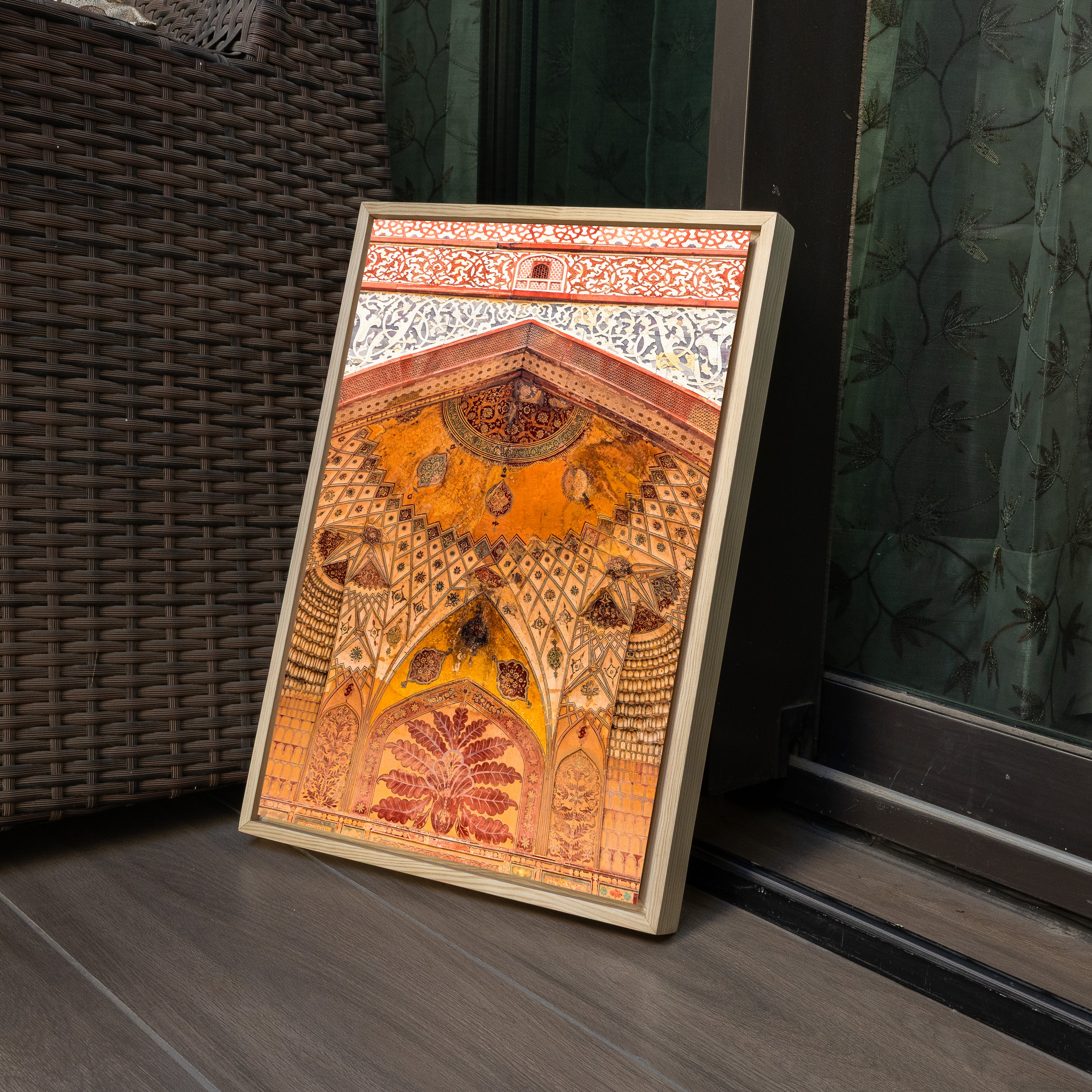 Akbar's Tomb Gateway — Faded Motifs & Carved Stone Fine Art Print