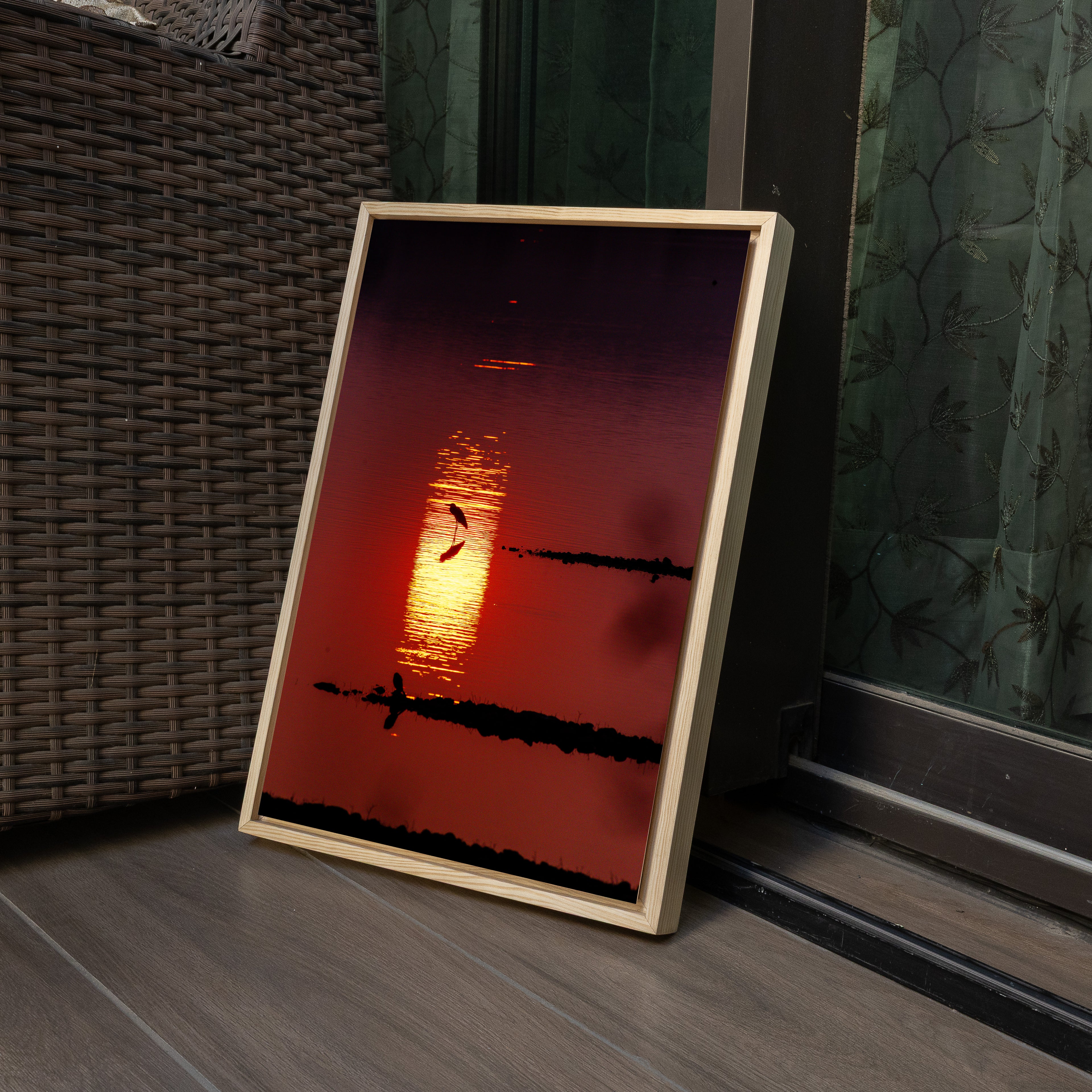 Bird Silhouette at Sunset — Nagpur Lake Fine Art Print