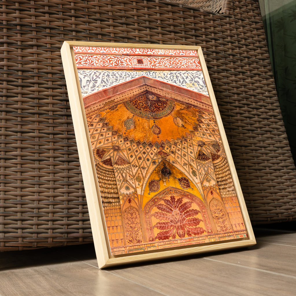 Akbar's Tomb Gateway — Faded Motifs & Carved Stone Fine Art Print