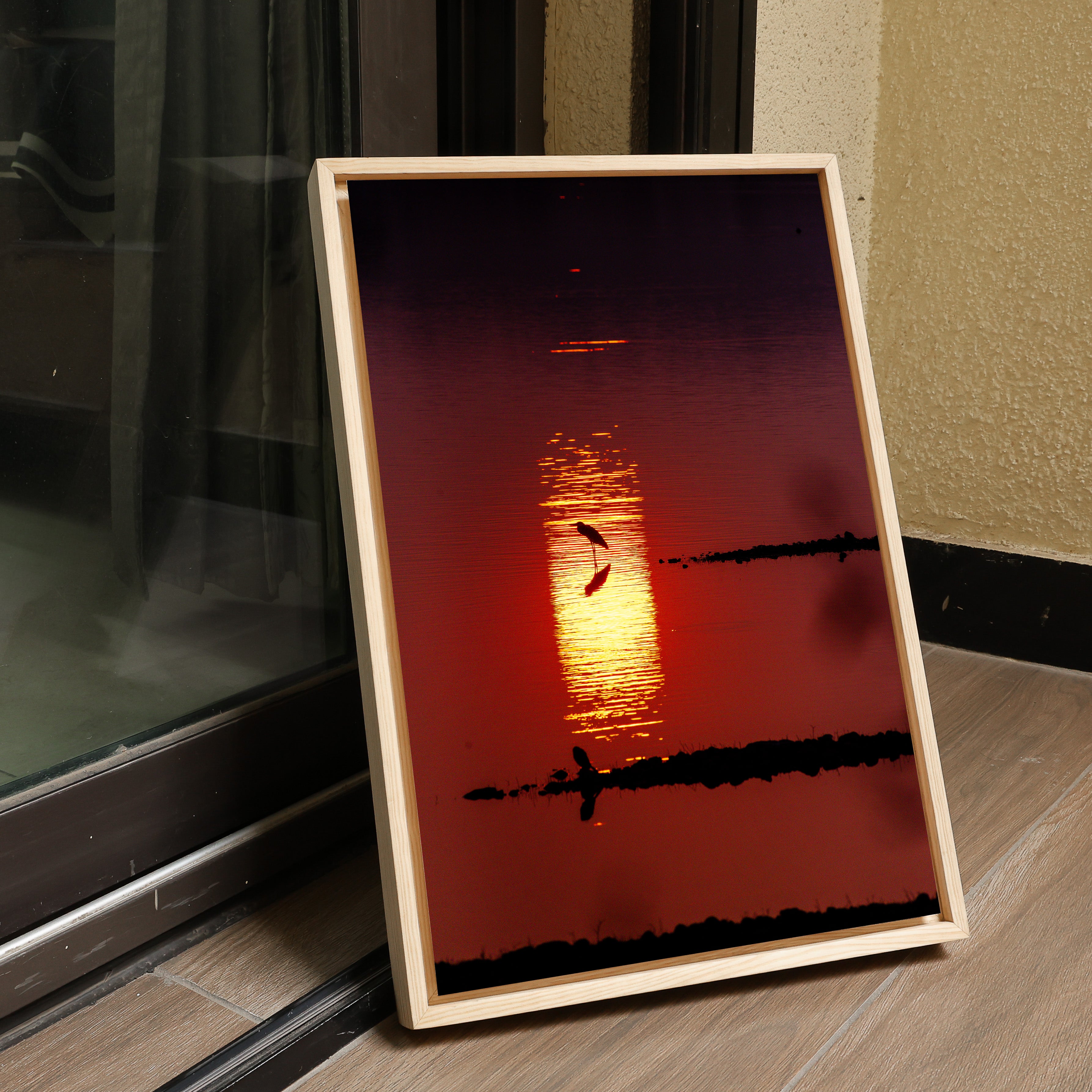 Bird Silhouette at Sunset — Nagpur Lake Fine Art Print