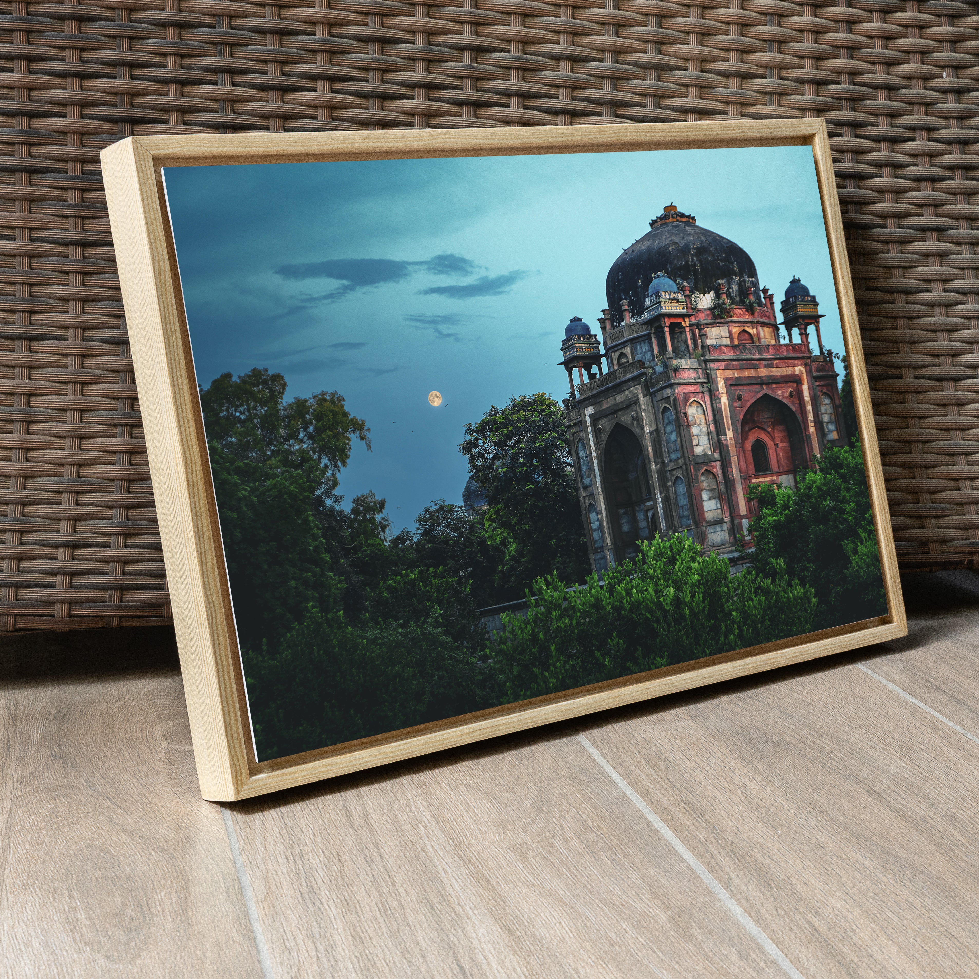 Humayun's Tomb — Moon & Teal Sky Fine Art Print