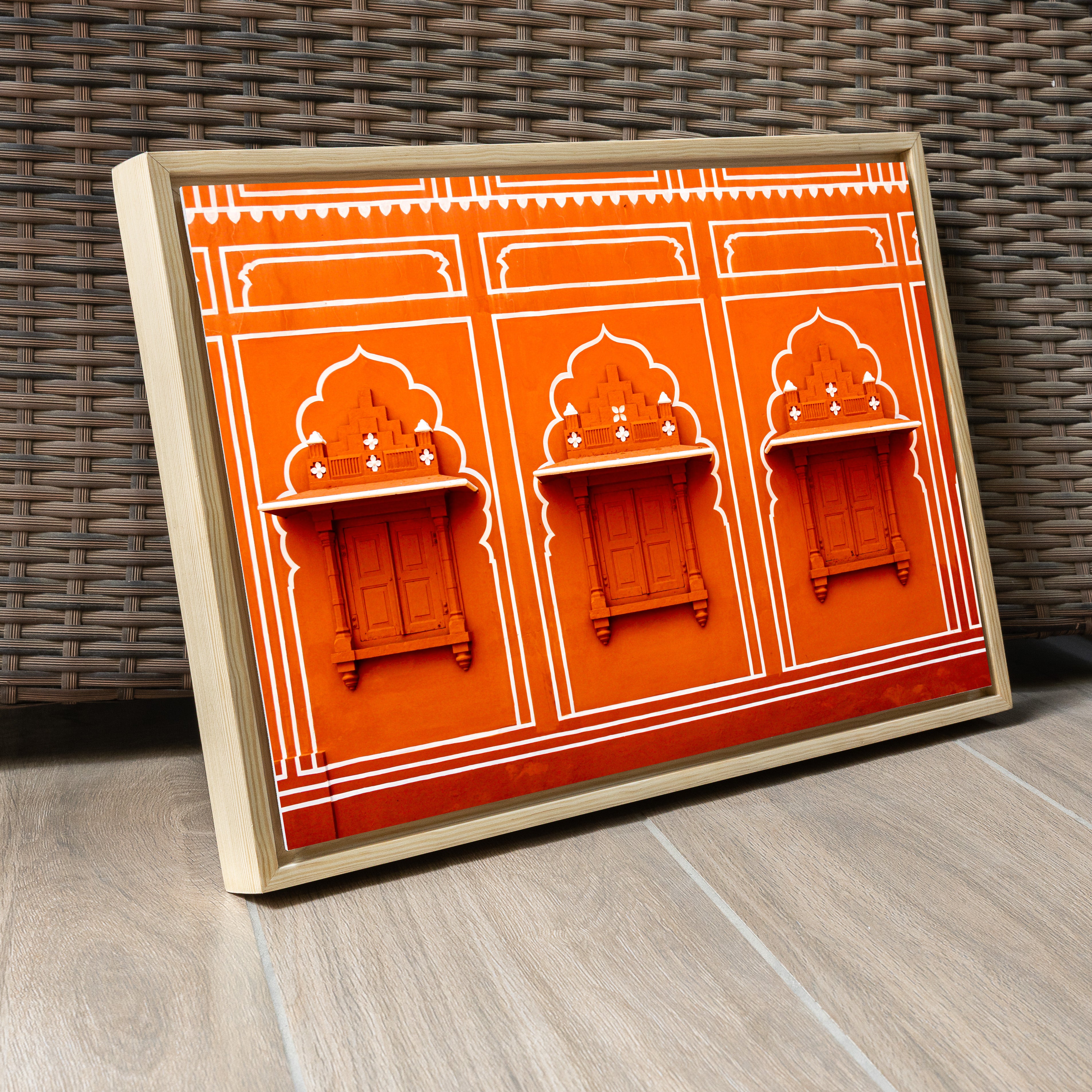 Jaipur City Palace — Orange Motifs & Jharokha Fine Art Print