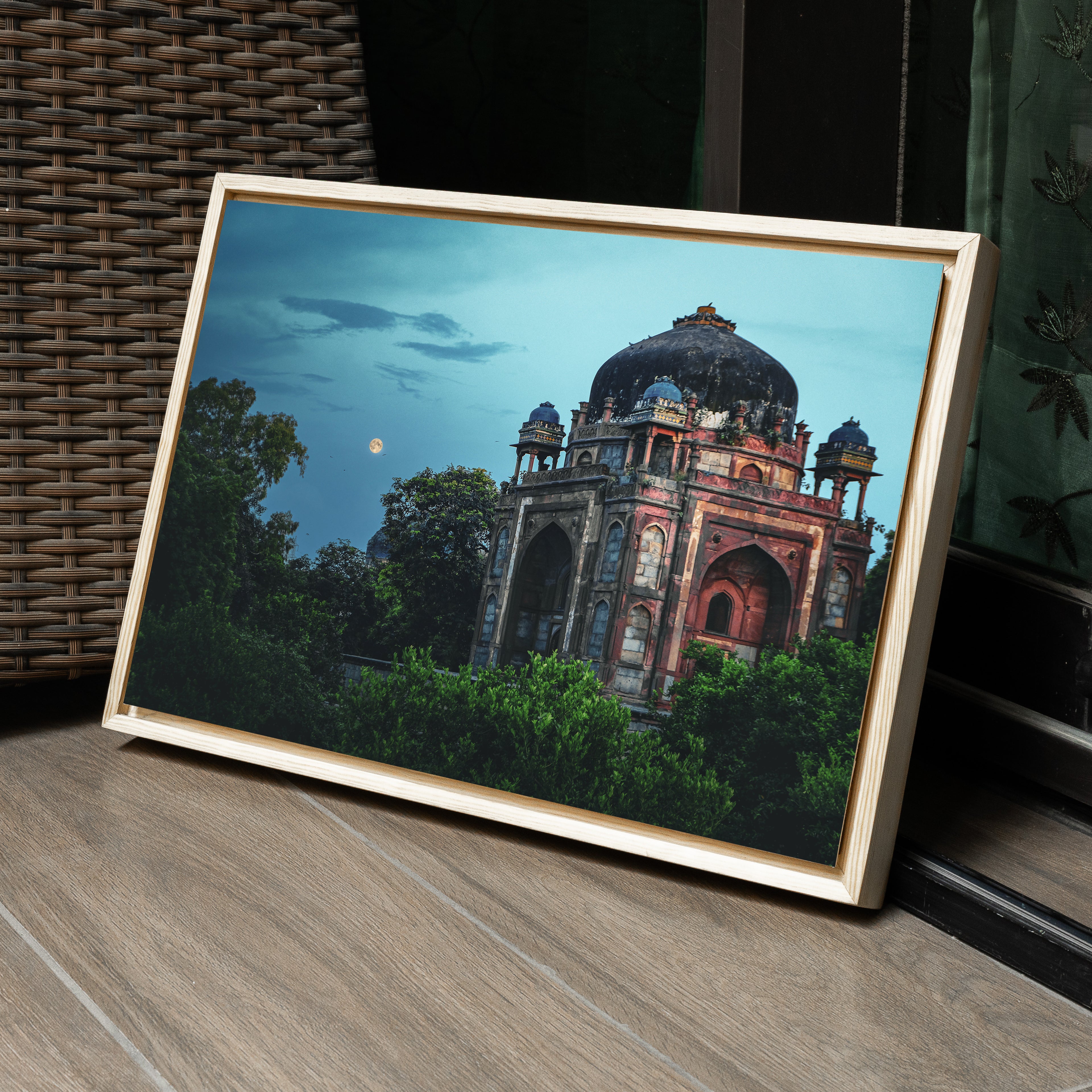 Humayun's Tomb — Moon & Teal Sky Fine Art Print