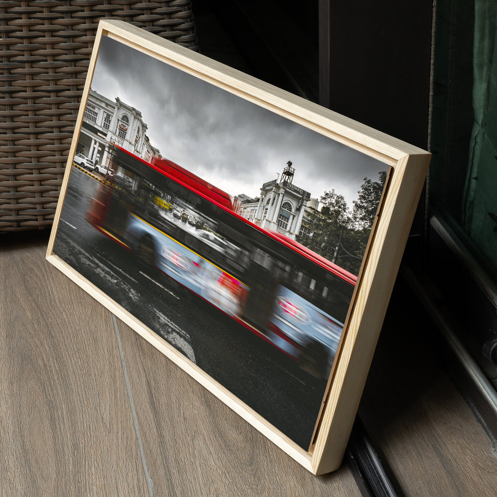 Connaught Place Monsoon — Long Exposure Traffic in the Rain Fine Art Print
