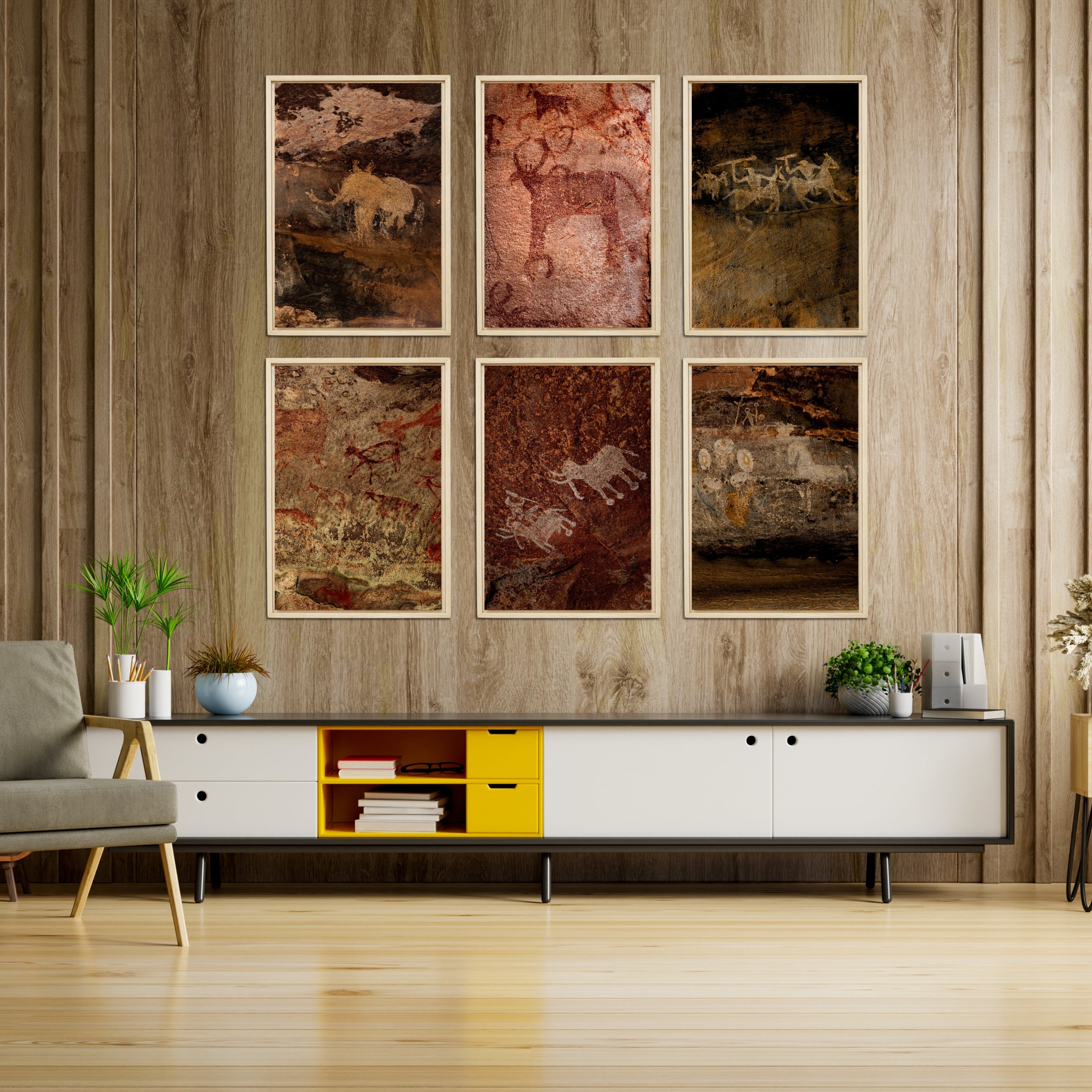 Bhimbetka Rock Shelters — Cave Paintings Fine Art Photography | Set of 6