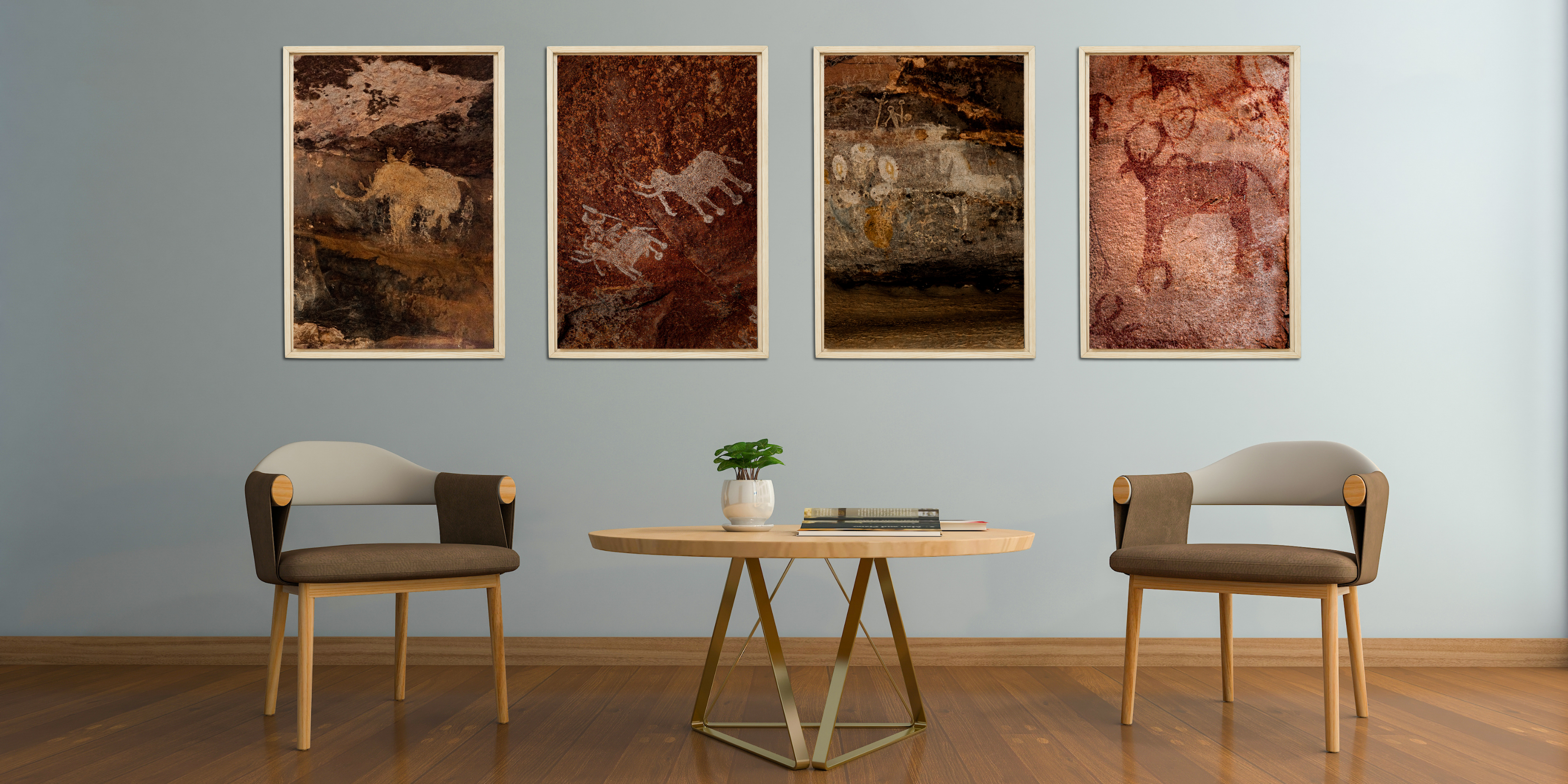 Bhimbetka Cave Paintings — Ancient Walls, Timeless Art | Set of 4